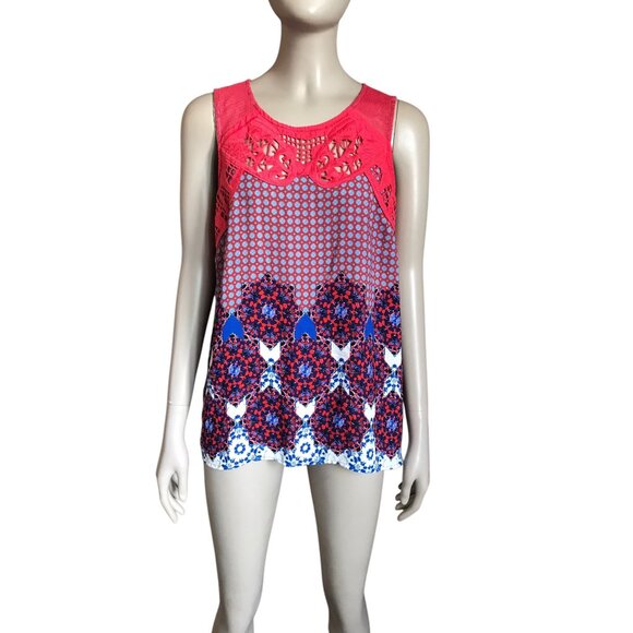 Pale Sky Red, Blue and White Patterned Tank Top - Picture 2 of 5